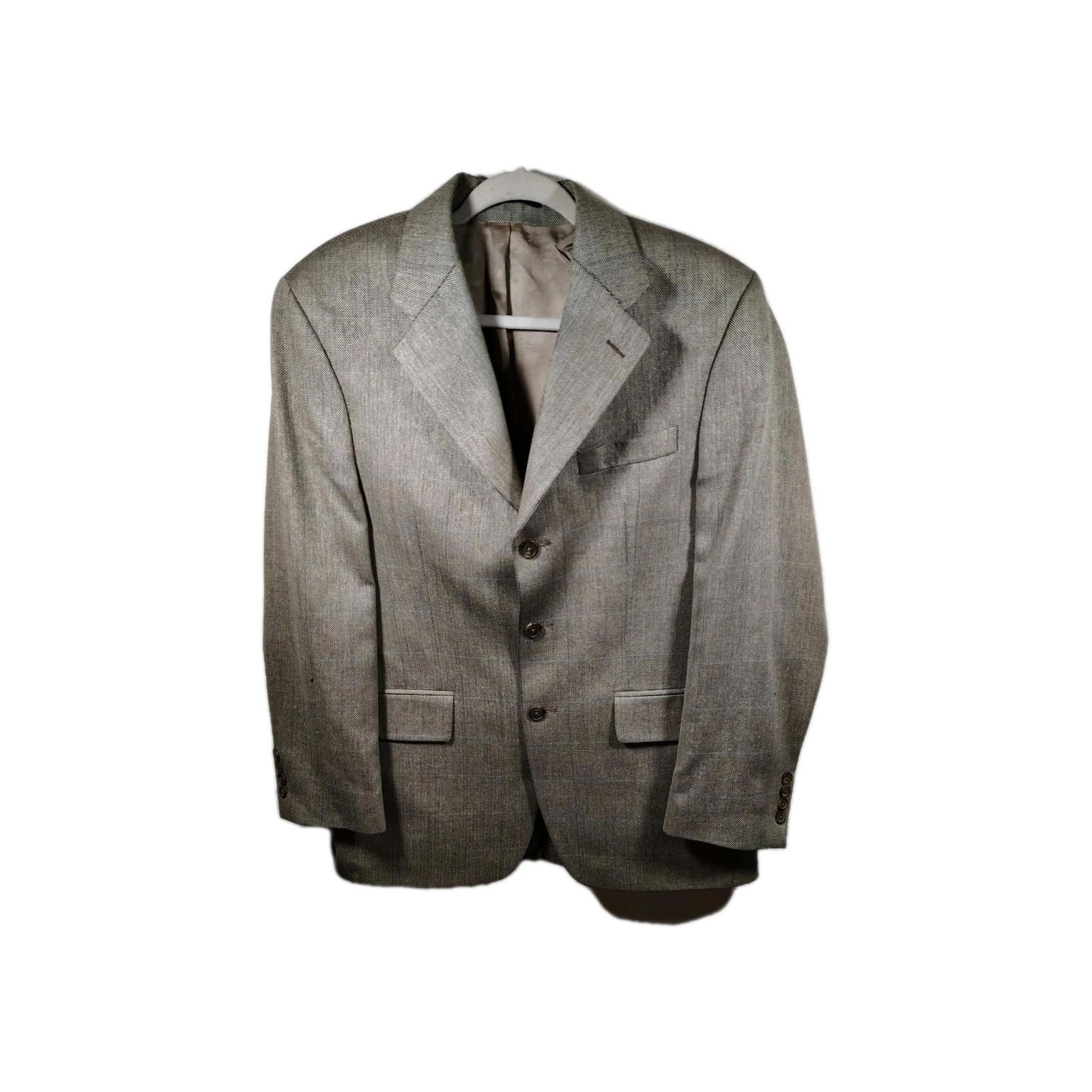CHAPS RALPH LAUREN Vintage 38R Tan Houndst Wool Blazer Sport Coat Suit Jacket