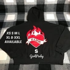 VS PINK IVY FLEECE CAMPUS FULL ZIP LOGO HOODIE IN PURE BLACK VALENTINES SMALL