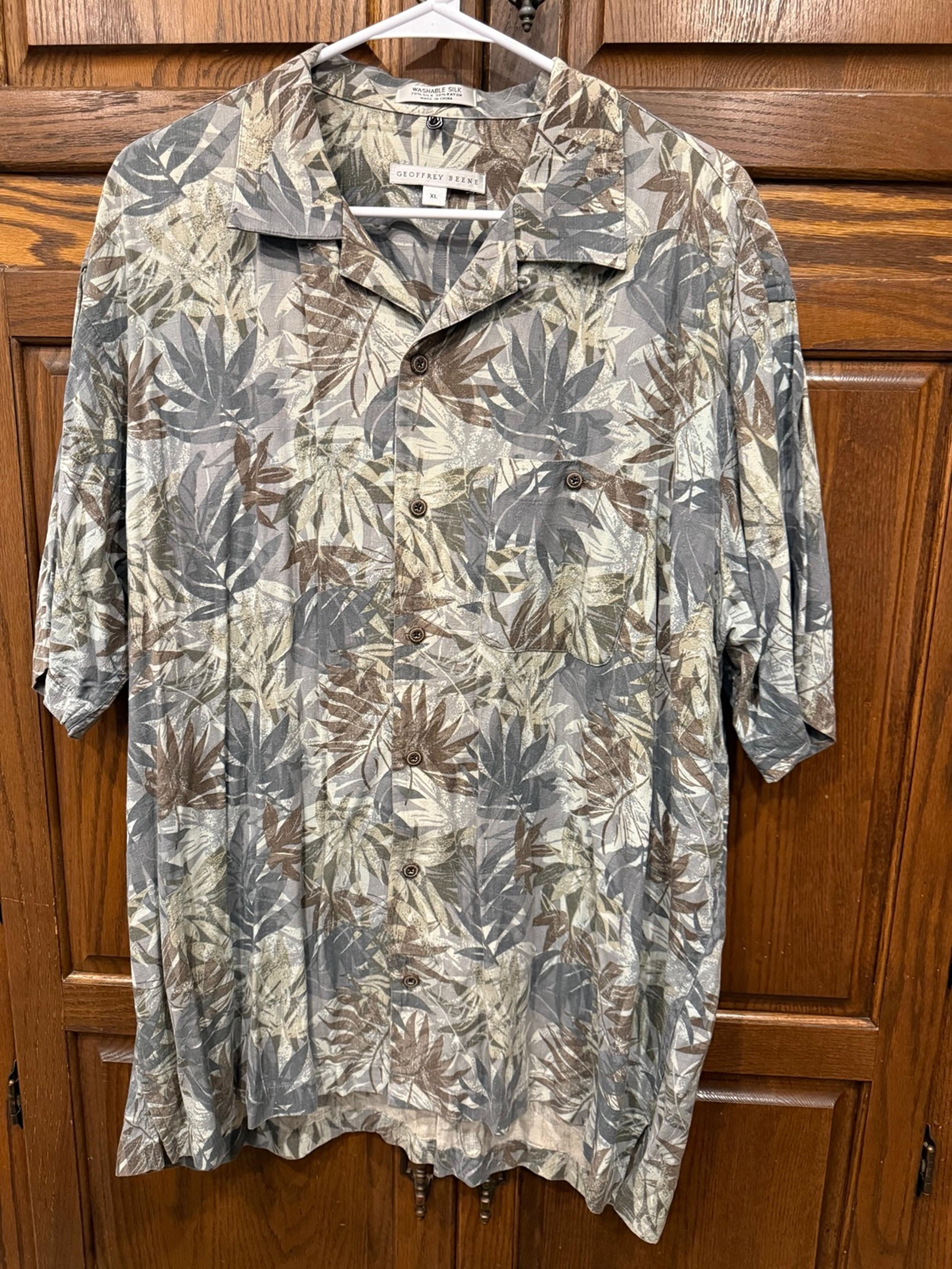 Geoffrey Beene Silk Blend Shirt Men’s XL Hawaiian Vacation