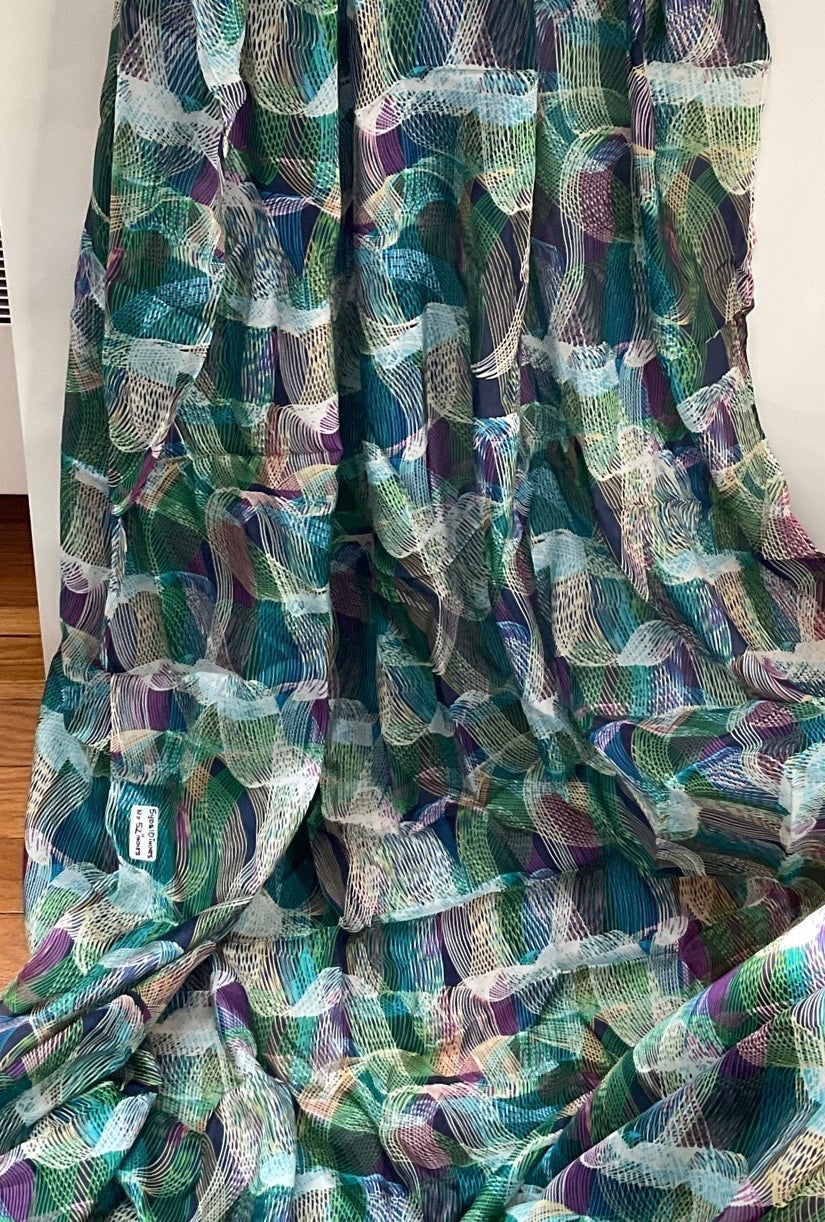 Printed subtle shine silk blend material total of 5 Yards 10 Inches Width 52”