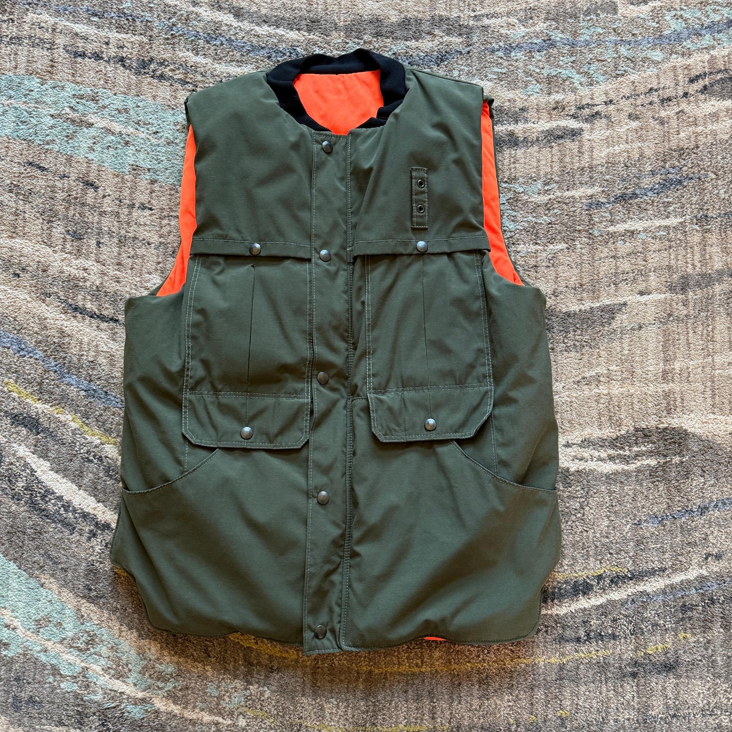 Men's Vintage 90's ACT Green Orange Reversible Puffer Hunting Vest Sz 42 Large