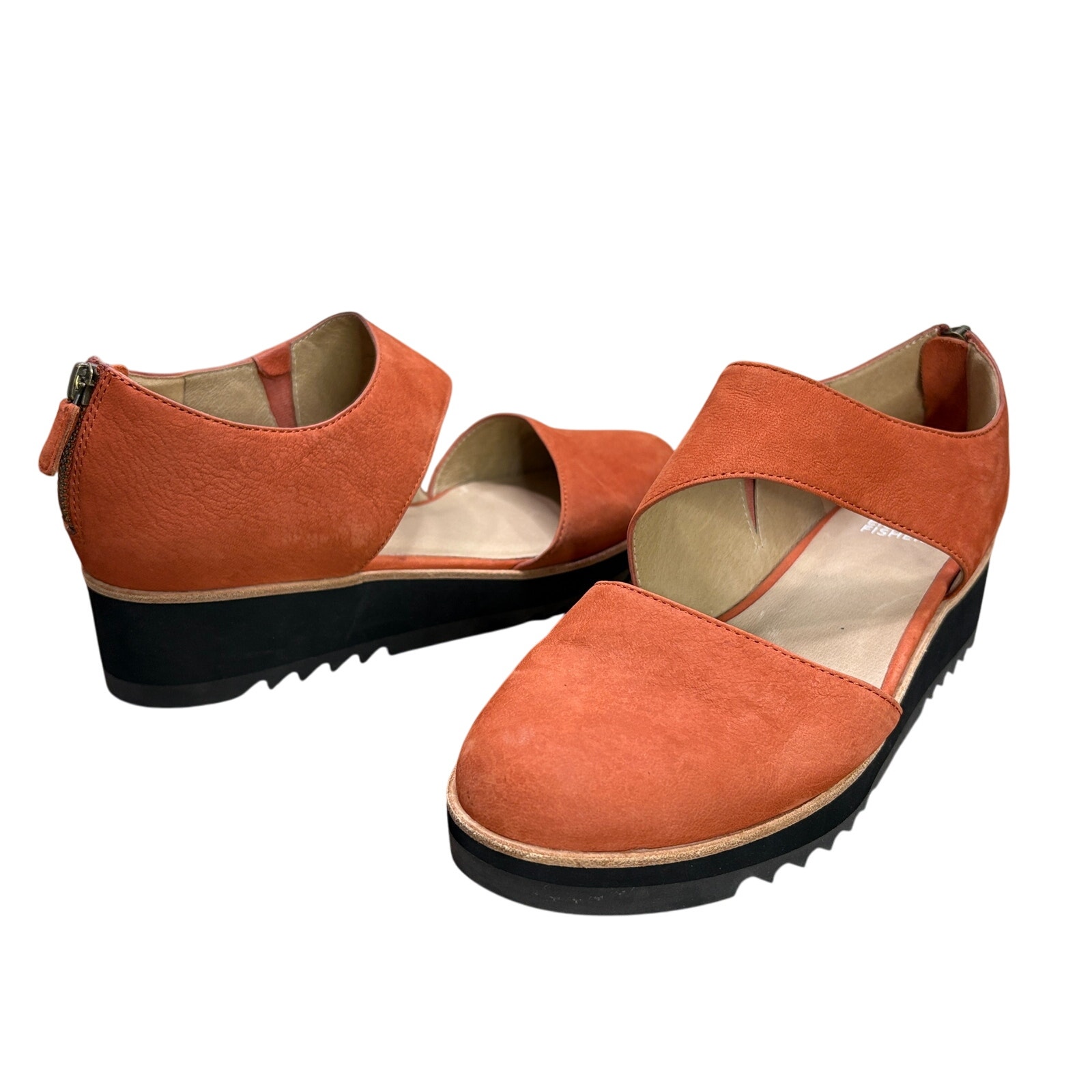 Eileen Fisher Size 9.5 Match Cutout Wedge Oxford Bootie Mary Jane Chili Orange