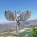 Metal Garden Spinner Peacock bird feather silver backyard wind art home decor