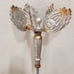 Metal Garden Spinner Peacock bird feather silver backyard wind art home decor