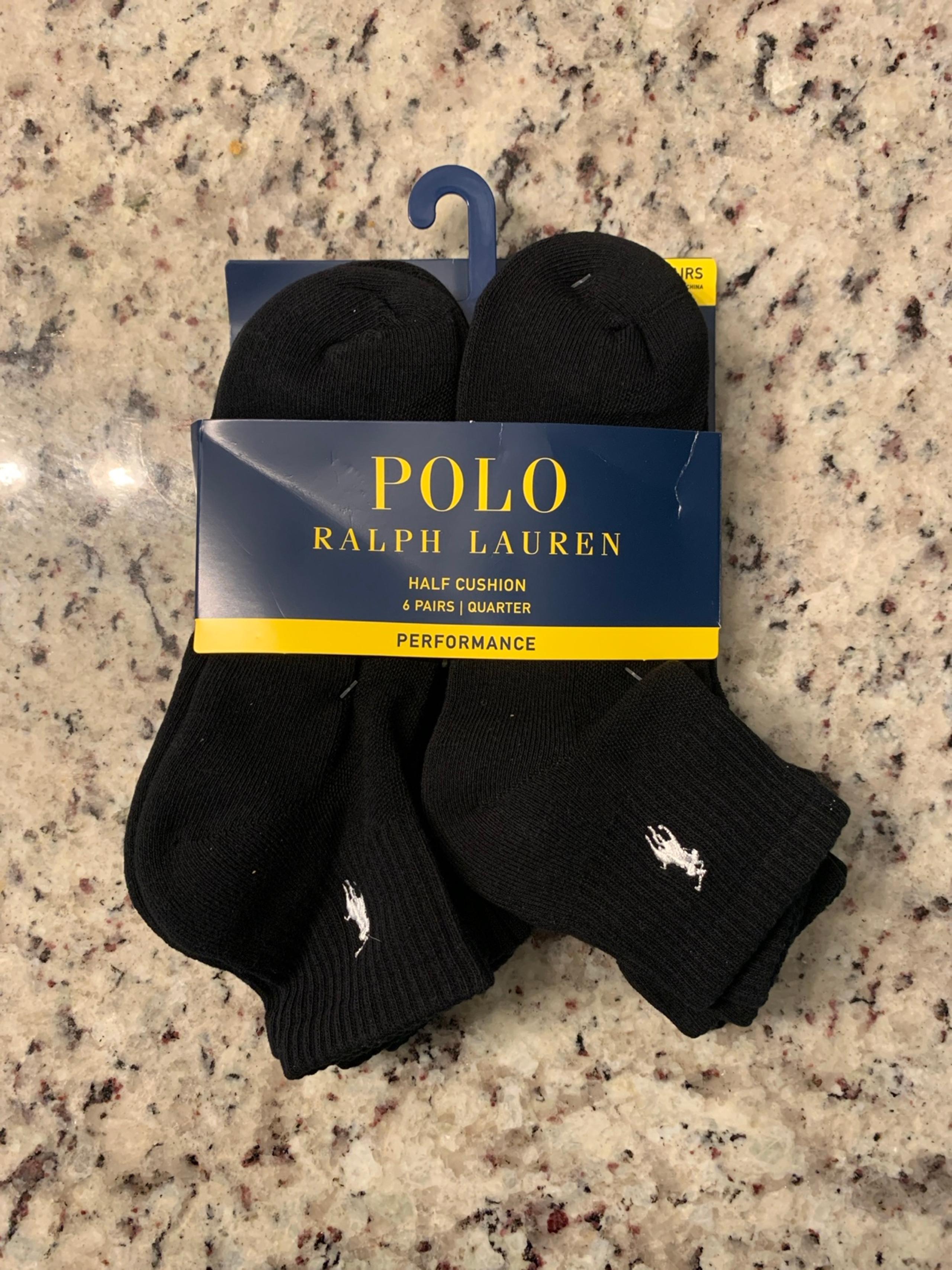 POLO RALPH LAUREN Men's Classic Sport Solid Socks 6 Pair Pack - Cushioned Cotton