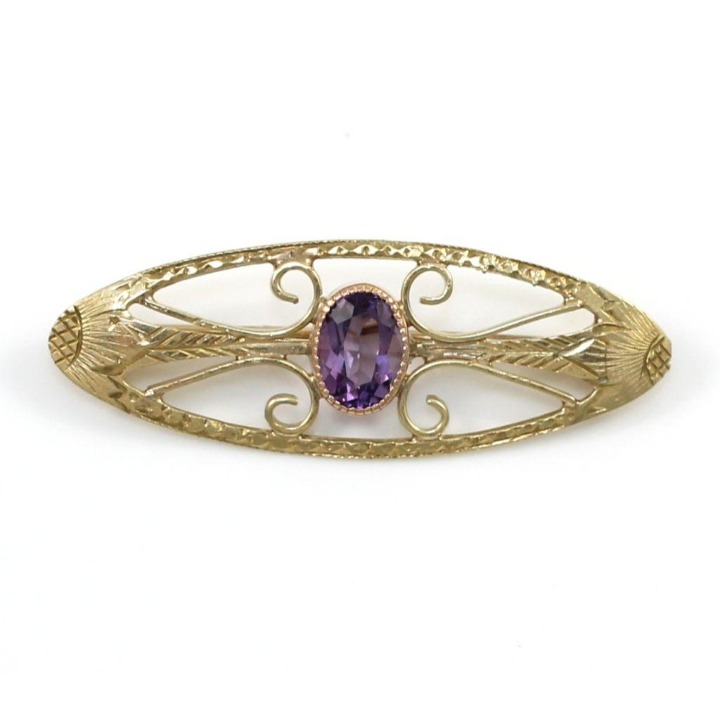 Hallmark 10K Gold Purple Amethyst Brooch