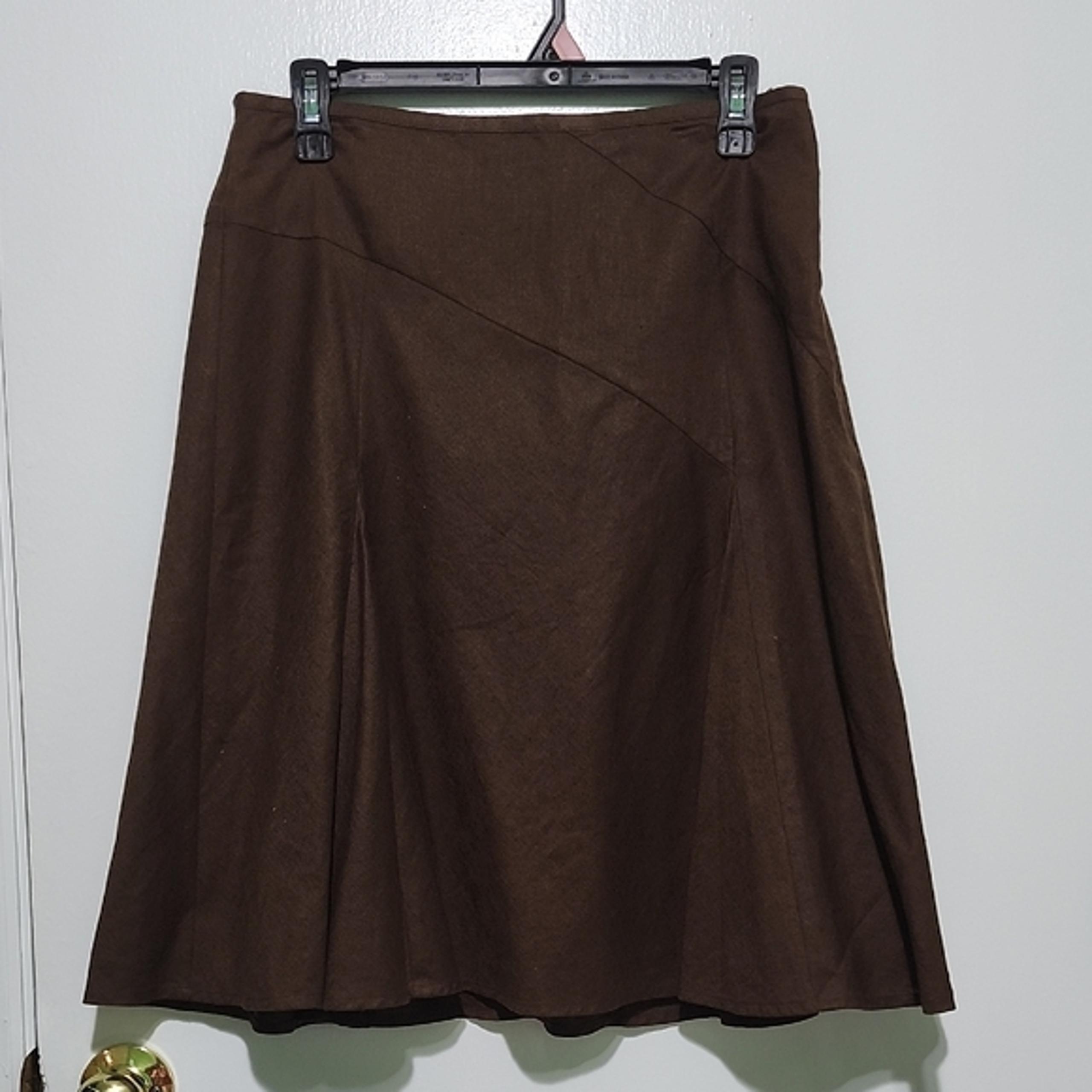 Ann Taylor Brown A-Line Knee-Length Skirt