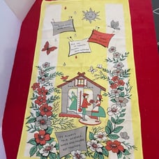 Vintage Weather Themed Tea Towel By Martha Yellow, Red, White & Green. Adorable