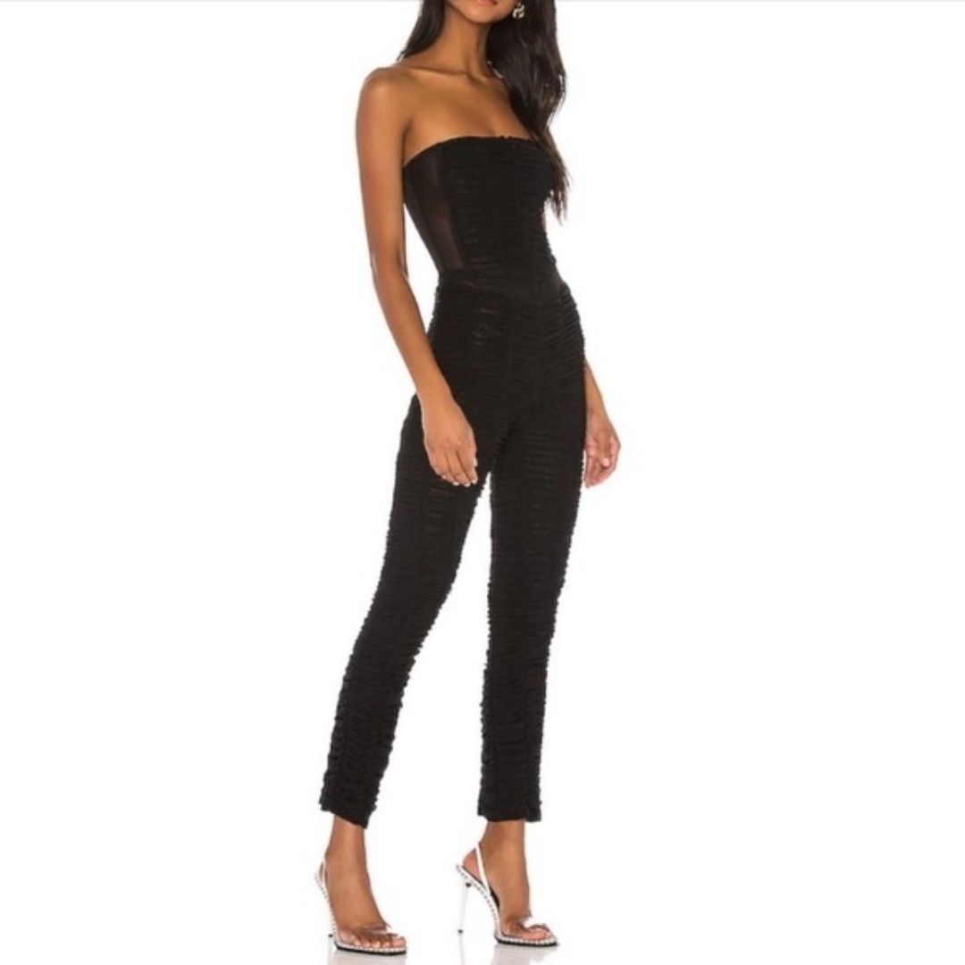 I.AM.GIA Ophelia Jumpsuit Ruche Mesh Strapless Stretch Black Size S New W/Tags