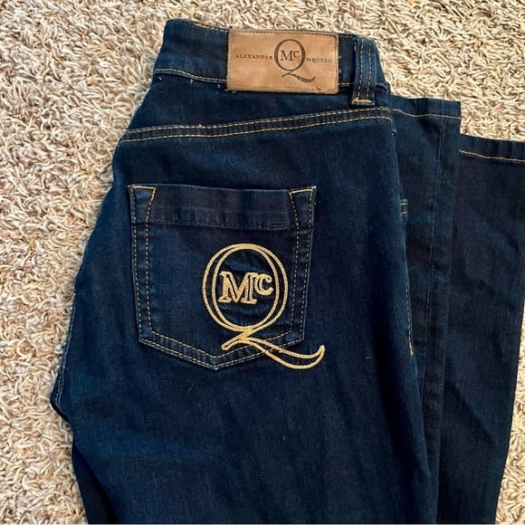 Alexander McQueen McQ Logo Monogram Slim Jeans Dark Wash Estimated Sz 27 EUC