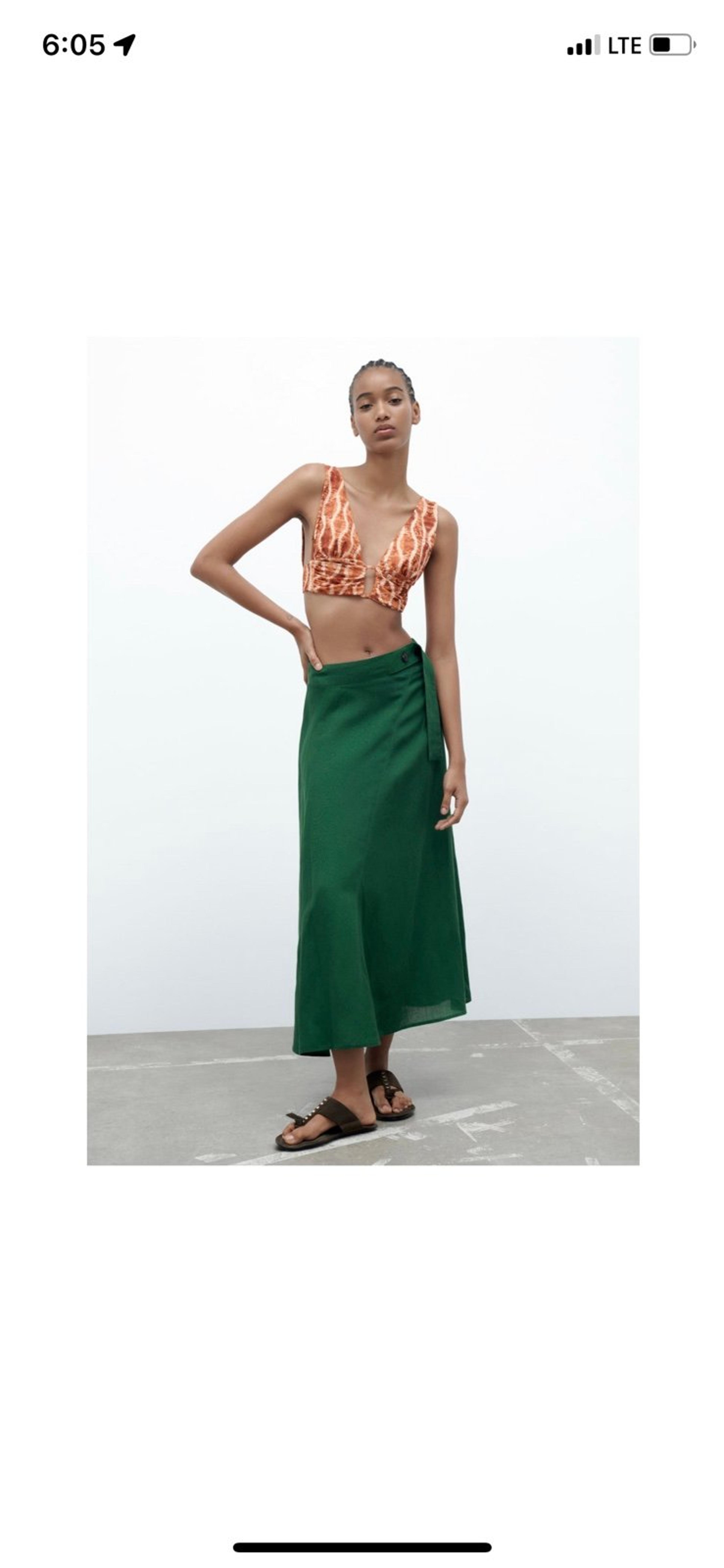 Zara green silk skirt Clearance