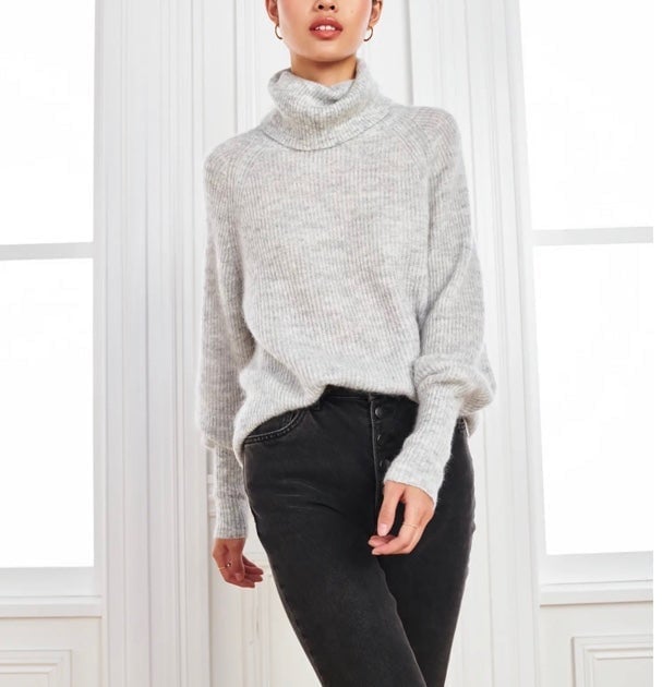 Quince Baby Alpaca-Wool Turtleneck light grey S