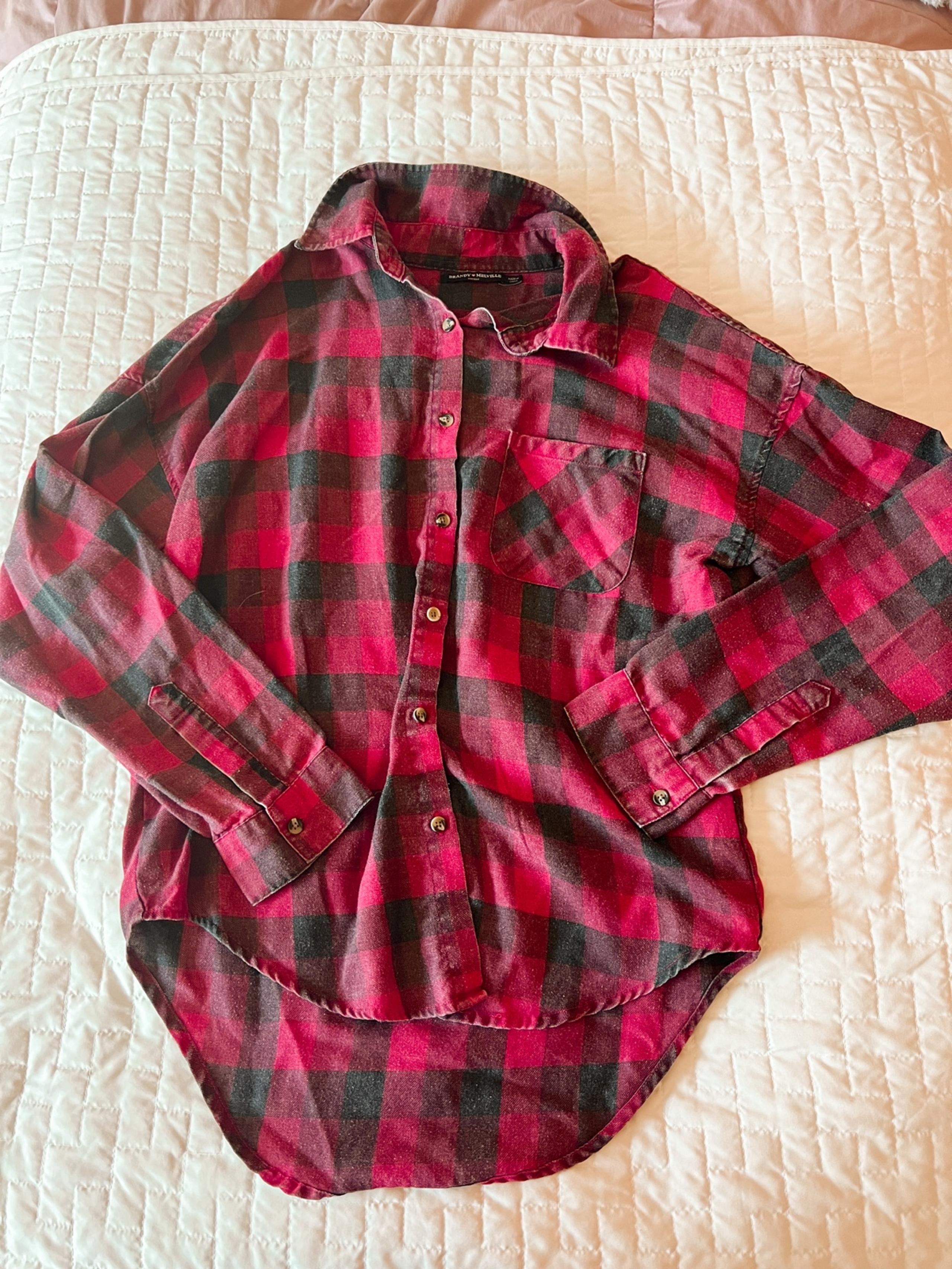 Brandy Melville Wylie Button Down Plaid Flannel Shirt