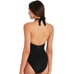 SEA LEVEL Dark Romance Bonded Belt Plunge One Piece Swimsuit Black 10 Halter Bow