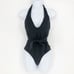 SEA LEVEL Dark Romance Bonded Belt Plunge One Piece Swimsuit Black 10 Halter Bow
