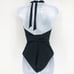 SEA LEVEL Dark Romance Bonded Belt Plunge One Piece Swimsuit Black 10 Halter Bow