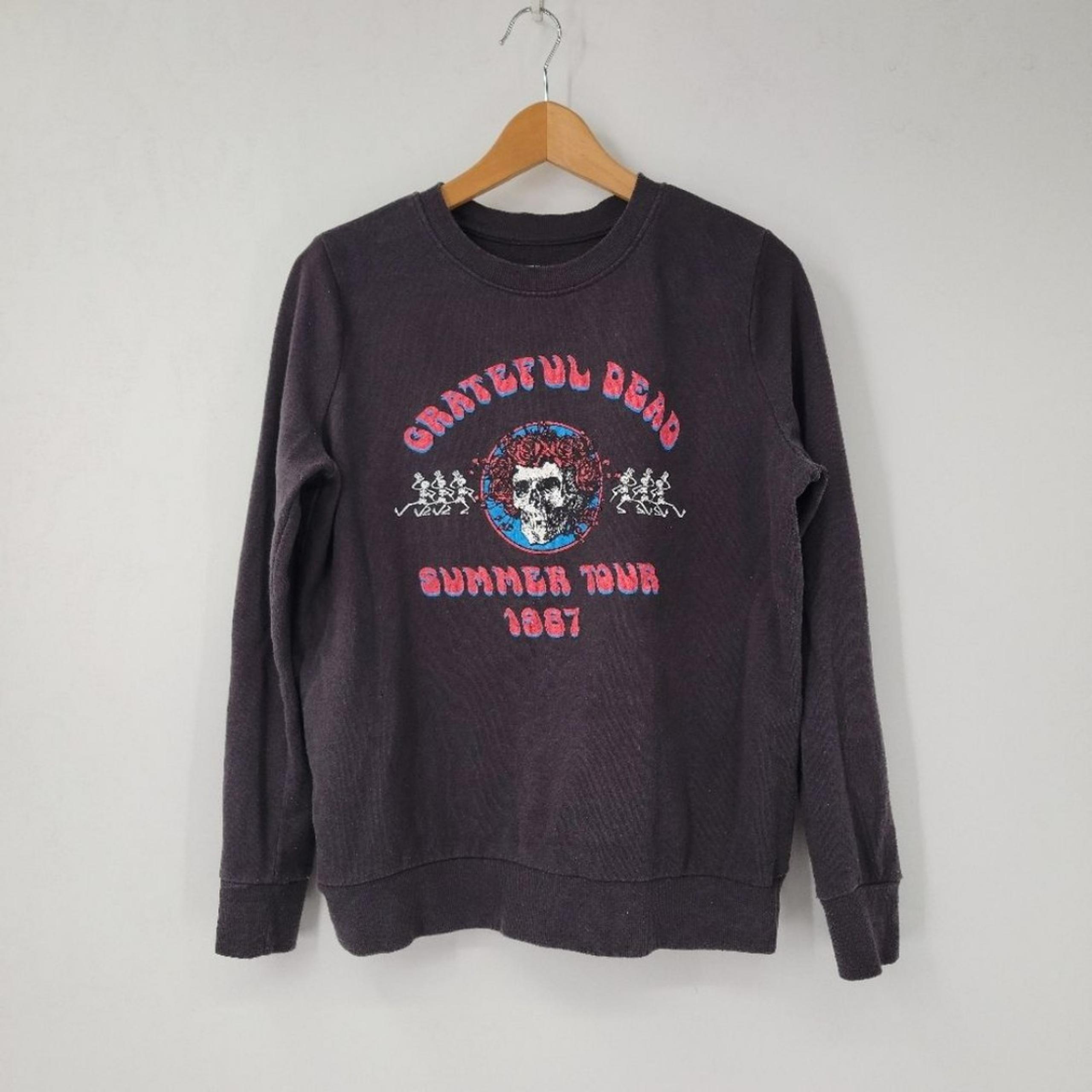 Grateful Dead Sweatshirt Women's Medium Black Summer Tour 1987 Retro Skull Roses