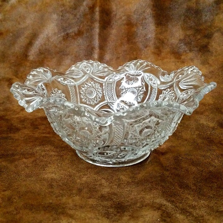 Imperial Glass Crystal 343 Clear 8 Flared Bowl Stars Ohio USA