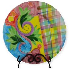 Mann Made In Italy Colorful Hand Painted Large Serving Plate Stamped Signed