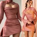 HOUSE OF CB Toira Satin Corset Mini dress in Rose pink size M