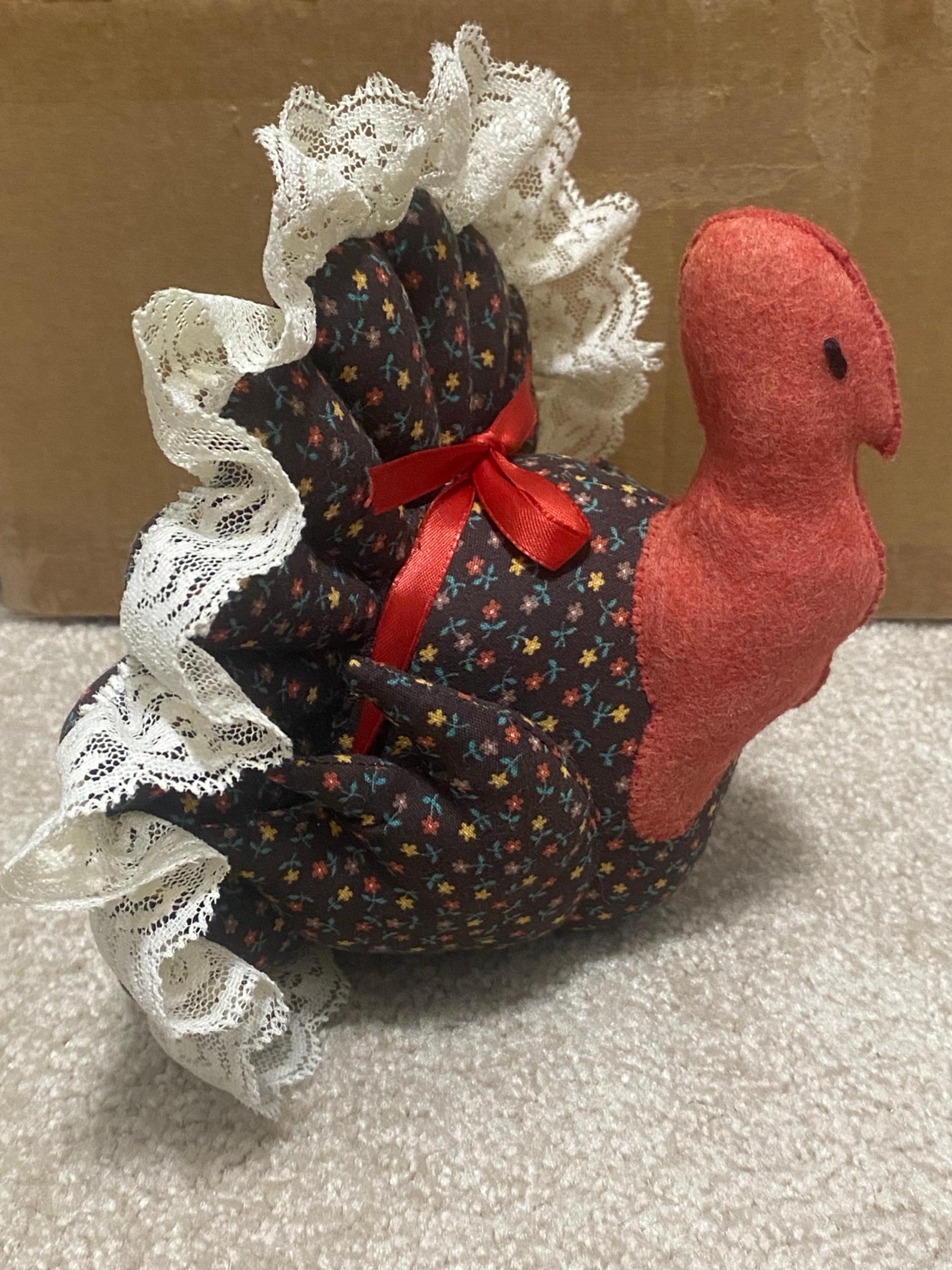 Unique Handmade Vintage Stuffed Turkey Centerpiece