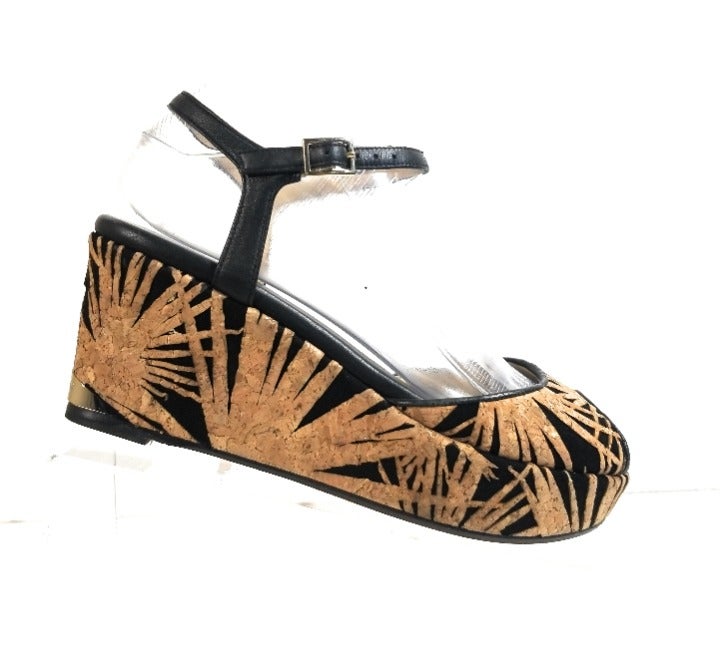 New Jimmy Choo Palm Cork Suede Wedges 37
