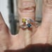.25ctw NATURAL BLUE & YELLOW DIAMOND RING! CERTIFICATE AUTHENTICITY LEAF FLOWER