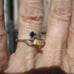 .25ctw NATURAL BLUE & YELLOW DIAMOND RING! CERTIFICATE AUTHENTICITY LEAF FLOWER