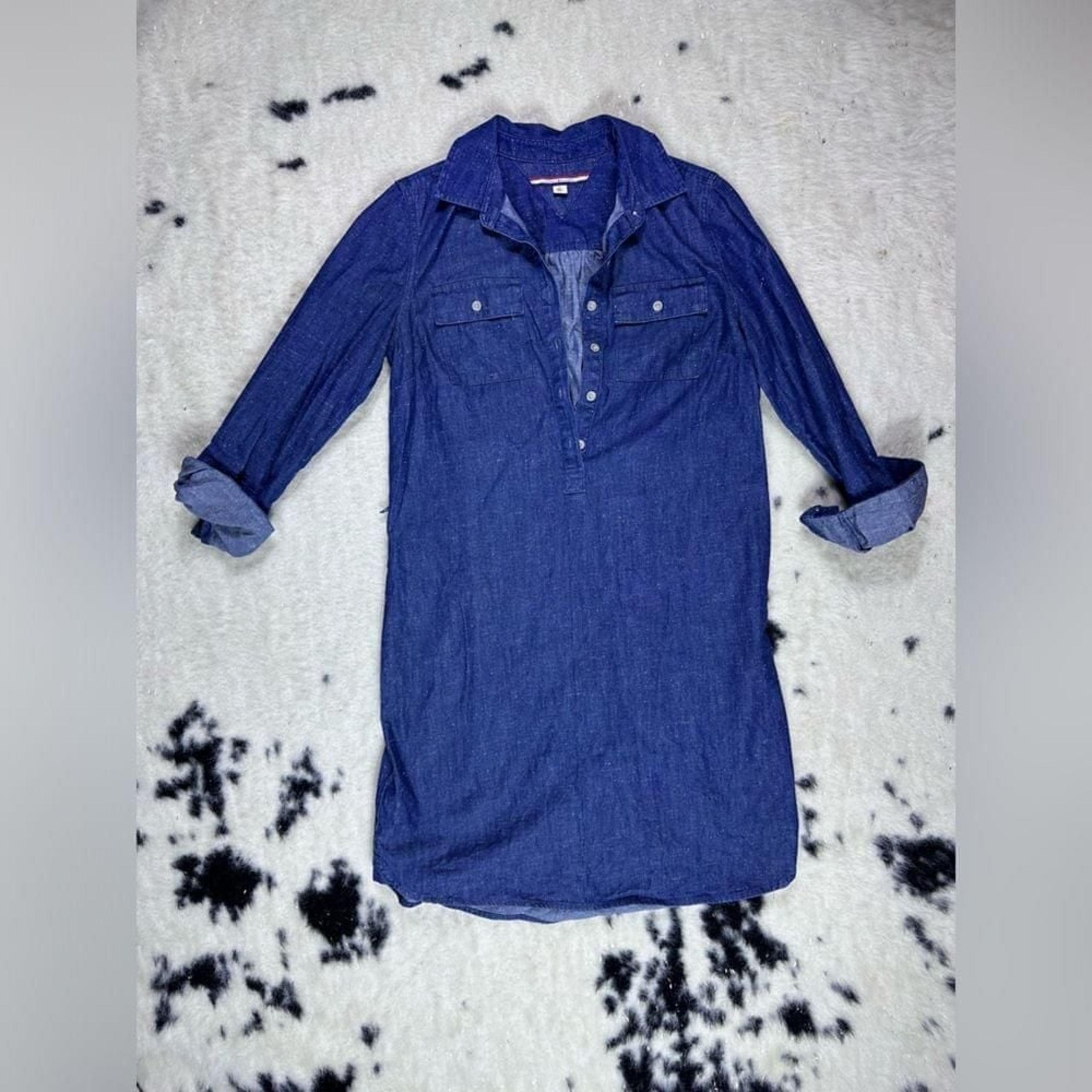 Tommy Hilfiger Women's Blue Denim Cotton Midi Dress Size Small