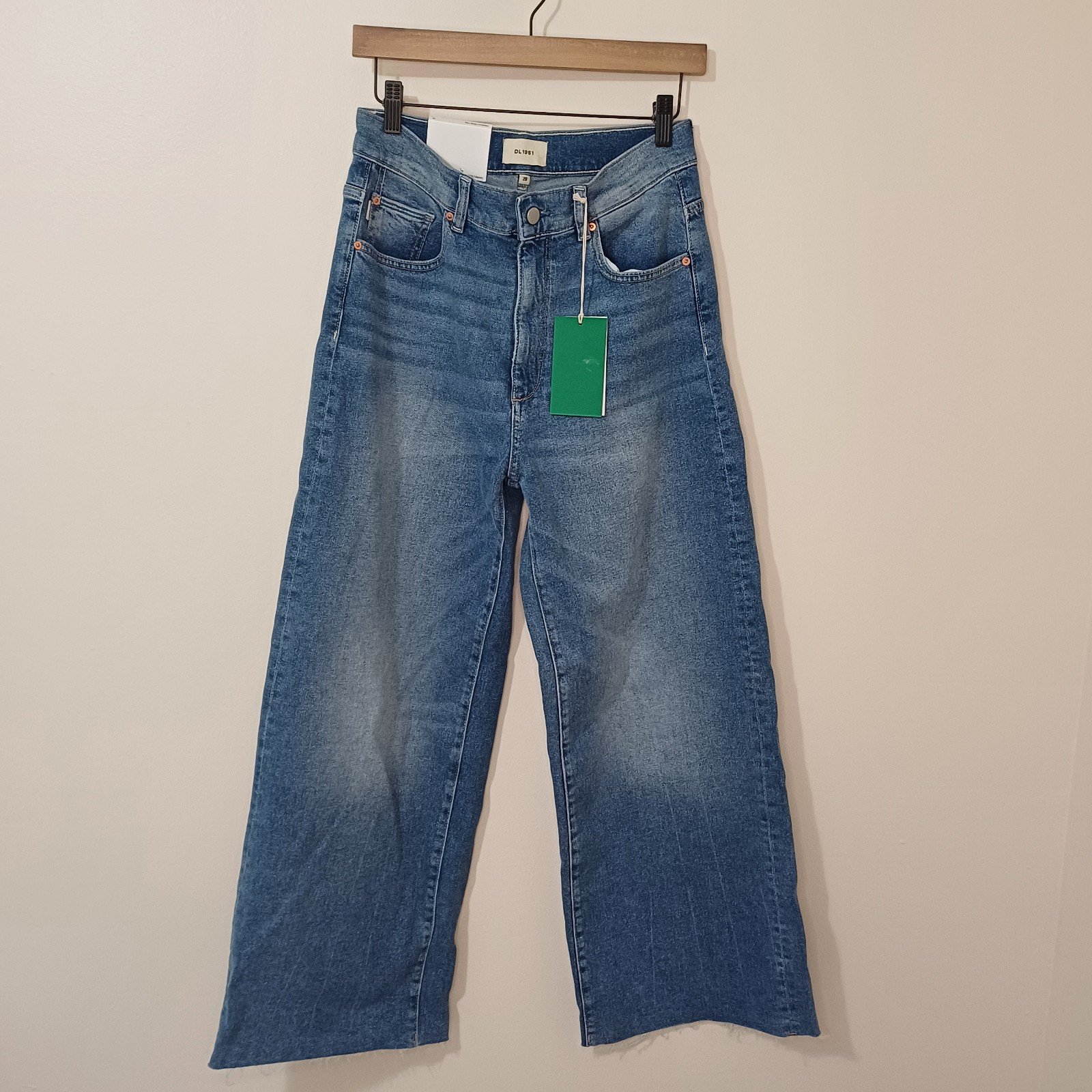 NWT DL1961 Distressed Hem Wide Leg Jeans