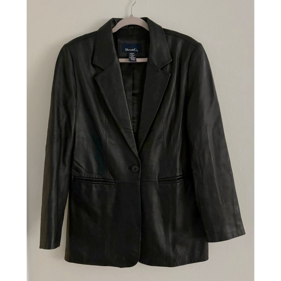 Denim & Co 100% Genuine Leather Blazer Jacket Medium