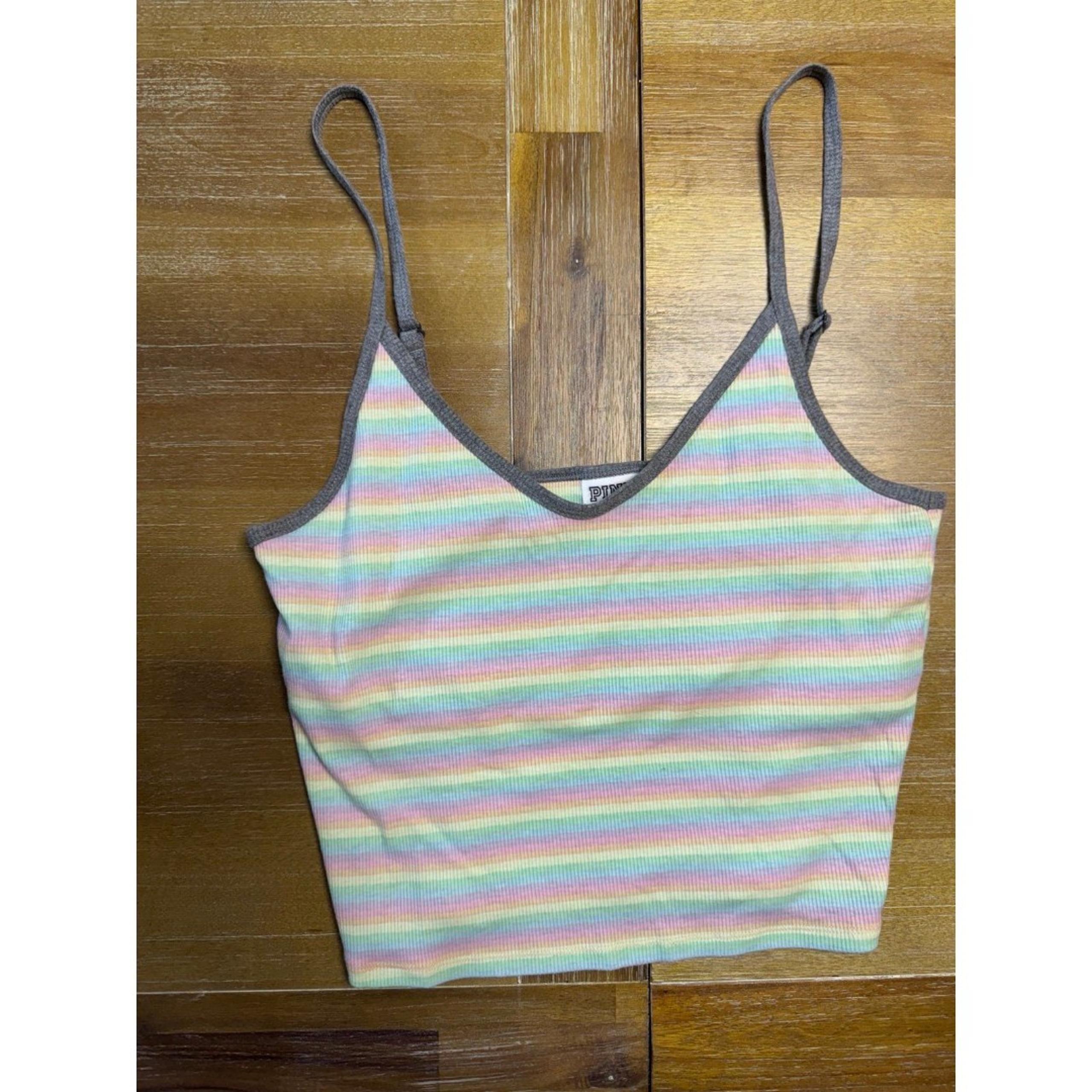 Victoria's Secret PINK Pastel Stripe Crop Cami Women’s M Shelf Bra