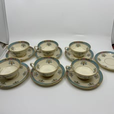 Lenox Blue Tree Flat Cups & Saucers