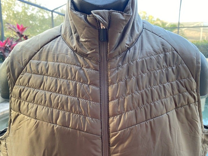 NIKE WOMEN'S GOLF THERMORE TAN FULL ZIP VEST (LARGE)