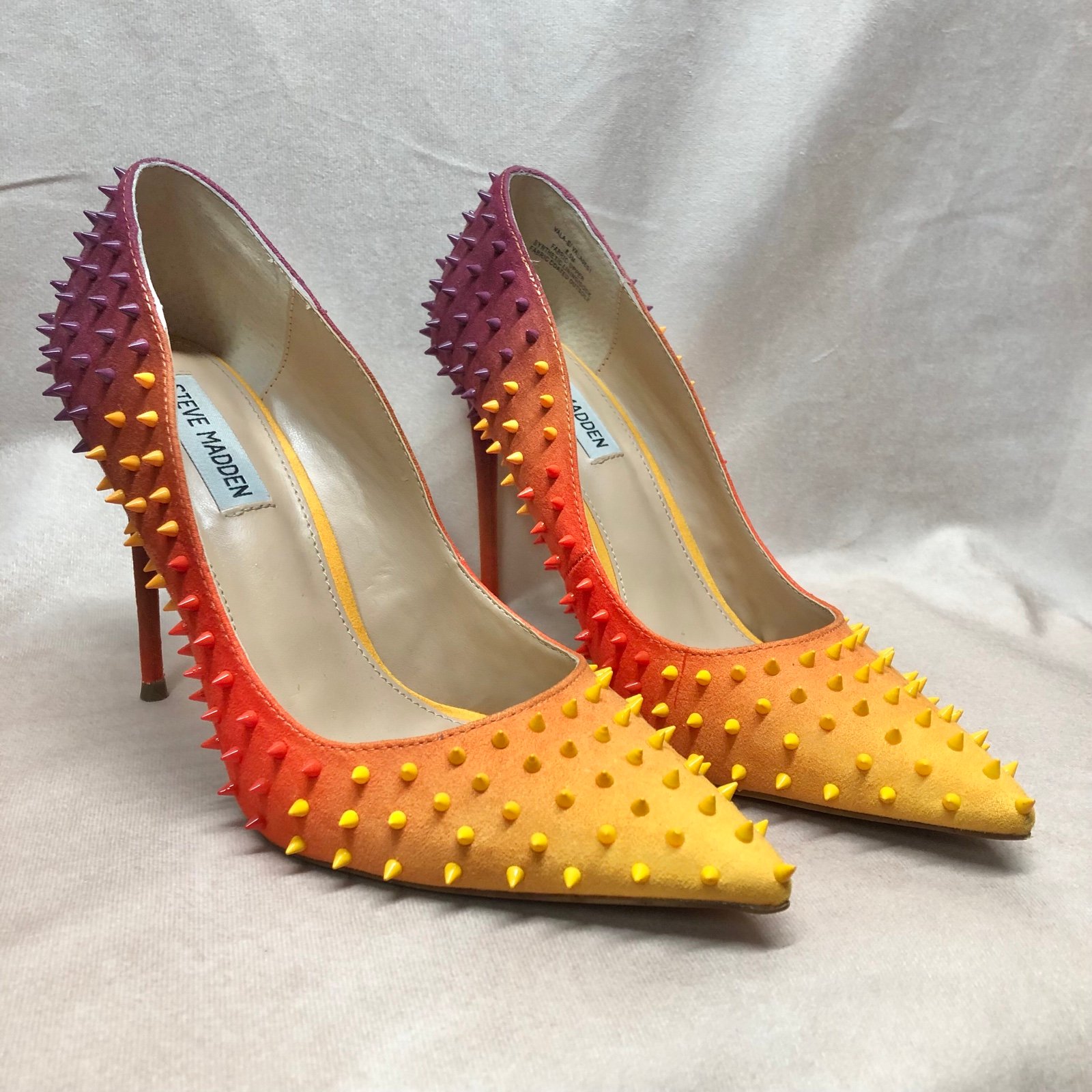 Steve Madden women's spiked pump Stilettos VALA-S ORANGE MULTI ombre size 8.5