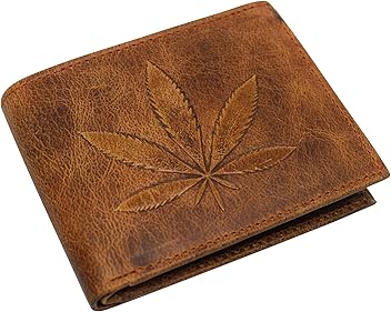 MRDP Genuine Leather Men's Marijuana Leaf Logo...