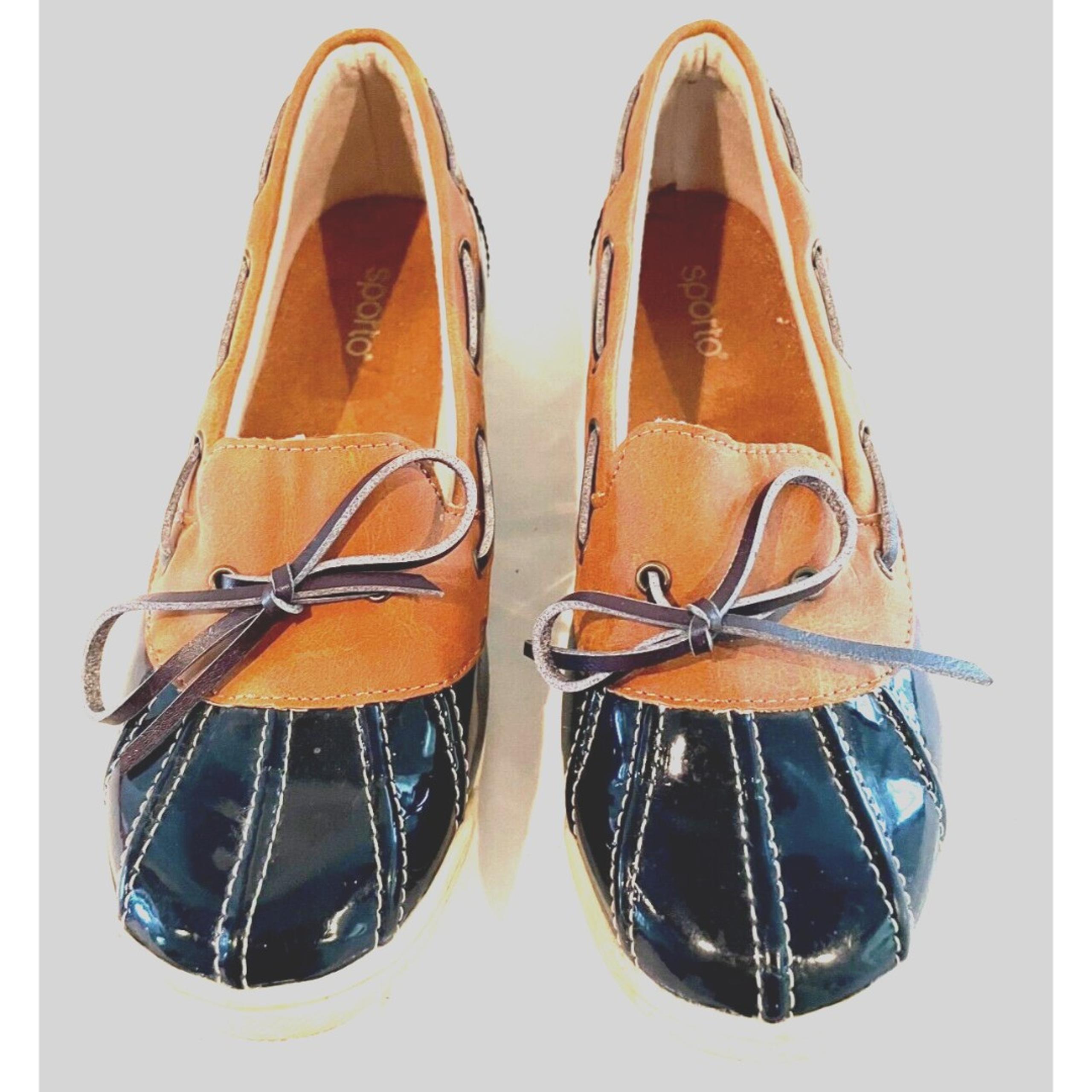 Sporto Women's Slip-On Ponie Flat Shoes Size 9US Blue/Brown Round Toe