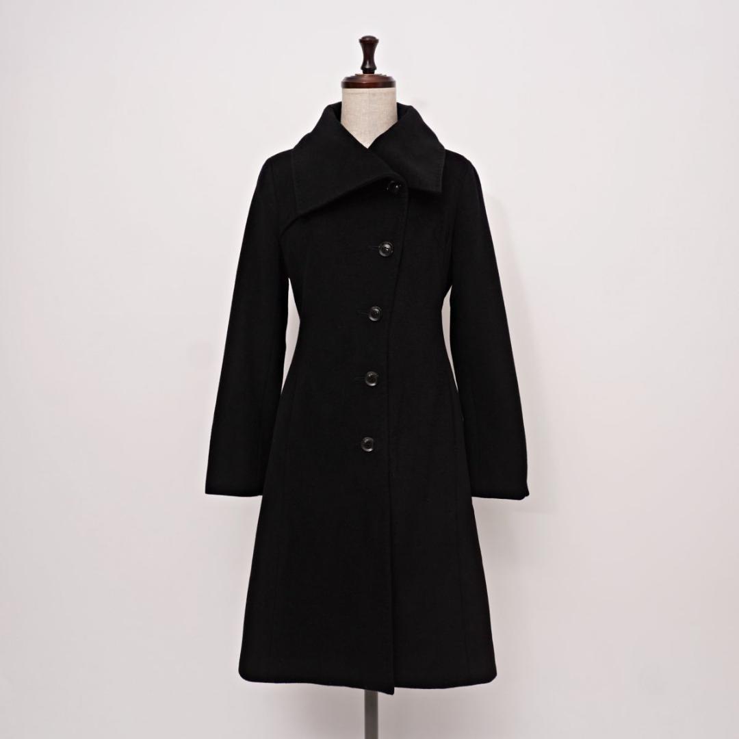 Rusuk Angora Wool Blend ANGORA Long Coat Black 36*BD1070