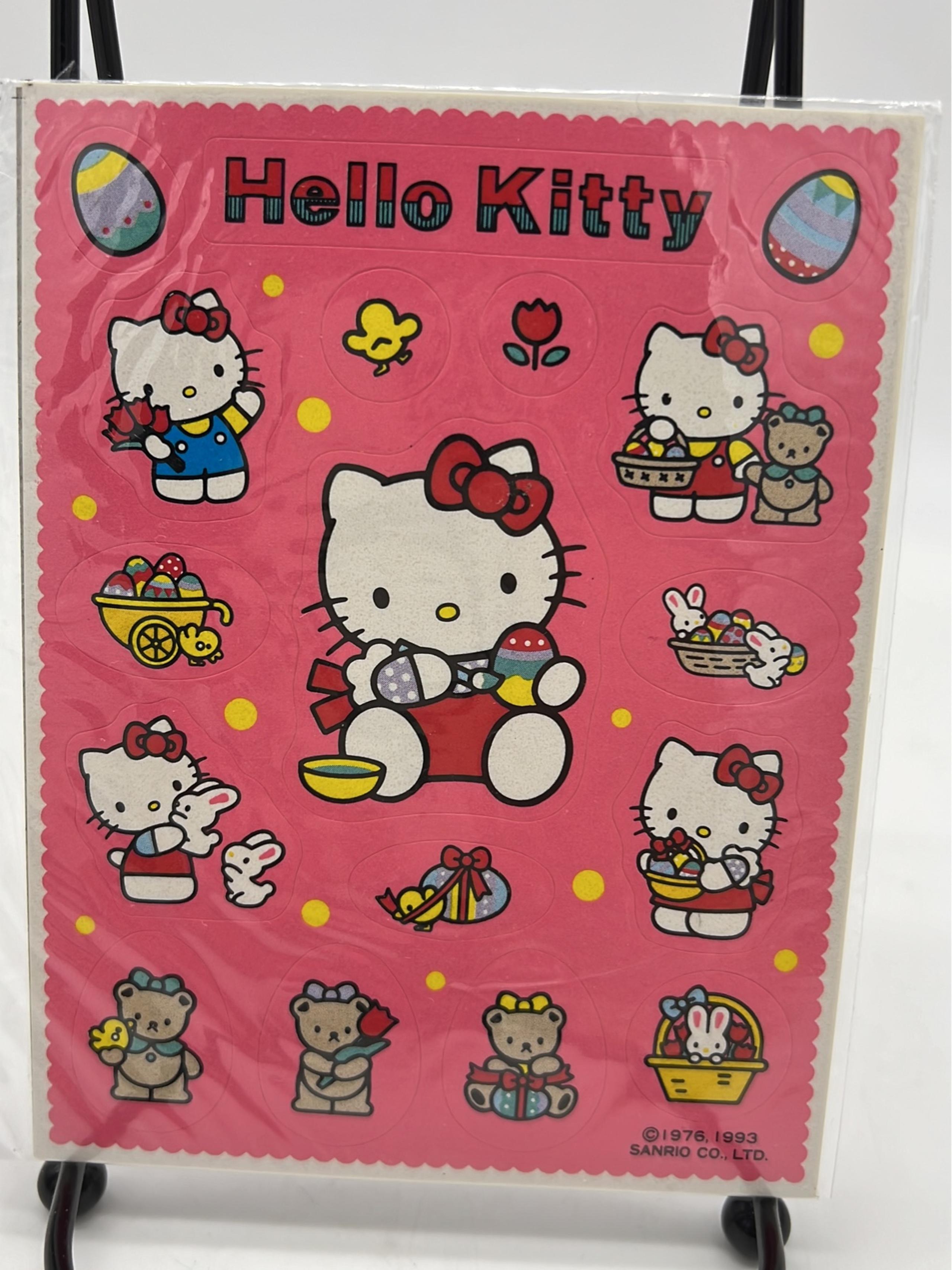 RARE Vintage Sanrio Hello Kitty Easter stickers with teddy bear 1993