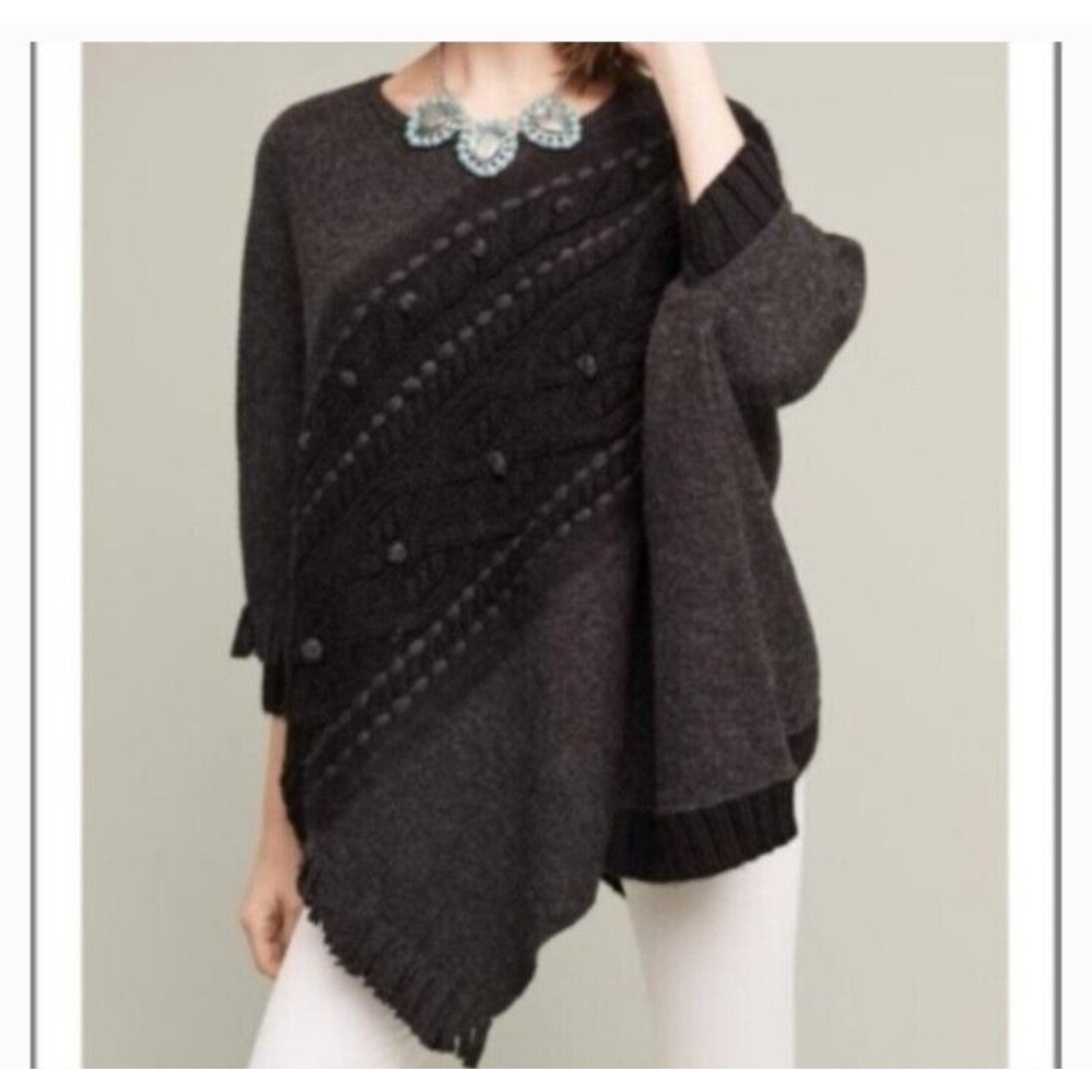 NEW Anthropologie Sleeping On Snow Poncho Wool Gray Oversized Size Small 168