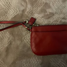 Vintage Coach Leather Wristlet Pouch Red Wallet