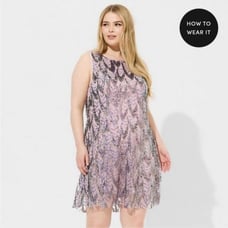 Torrid Size 2X Mini Sequin Mesh Shift Dress NWT Purple Party Shimmer New