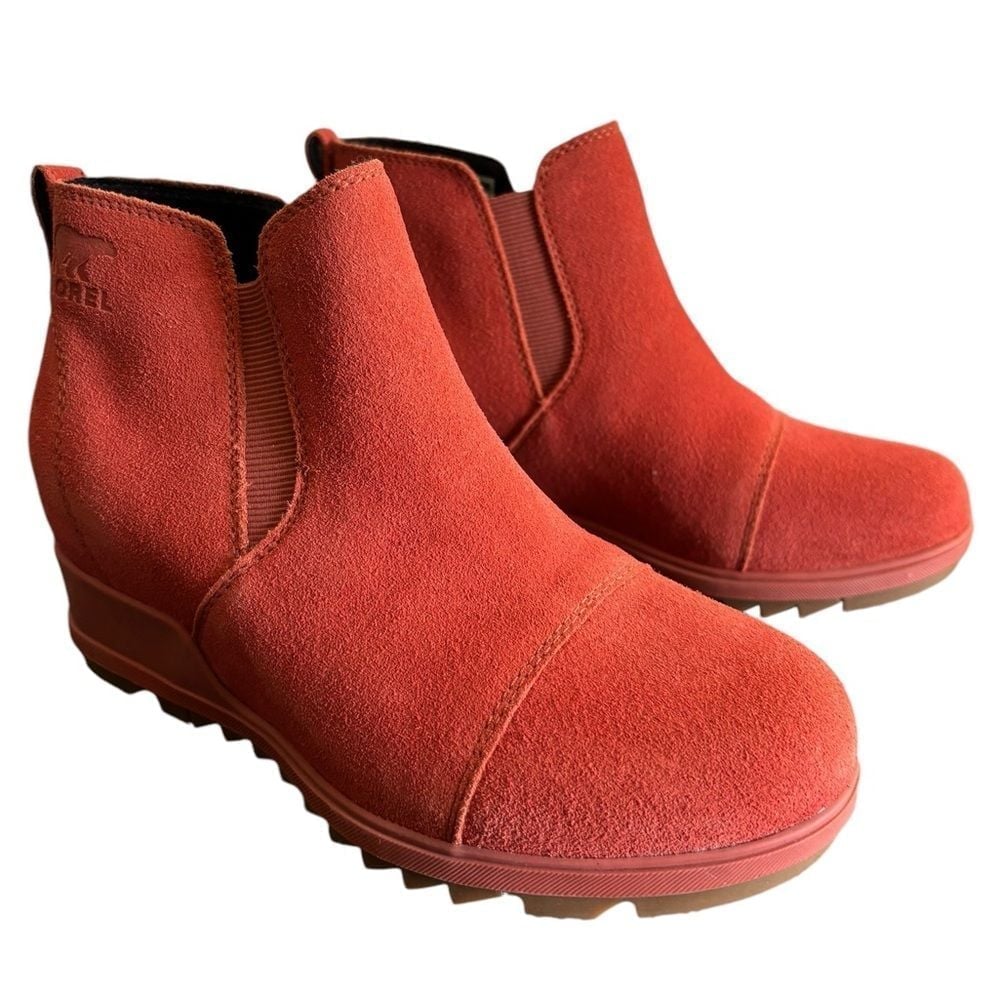 NWOT Sorel Women's Evie Pull On Fashion Boots Warp Red Orange Size 7