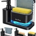 Hand and Dish Soap Dispenser Set with Tray Black
