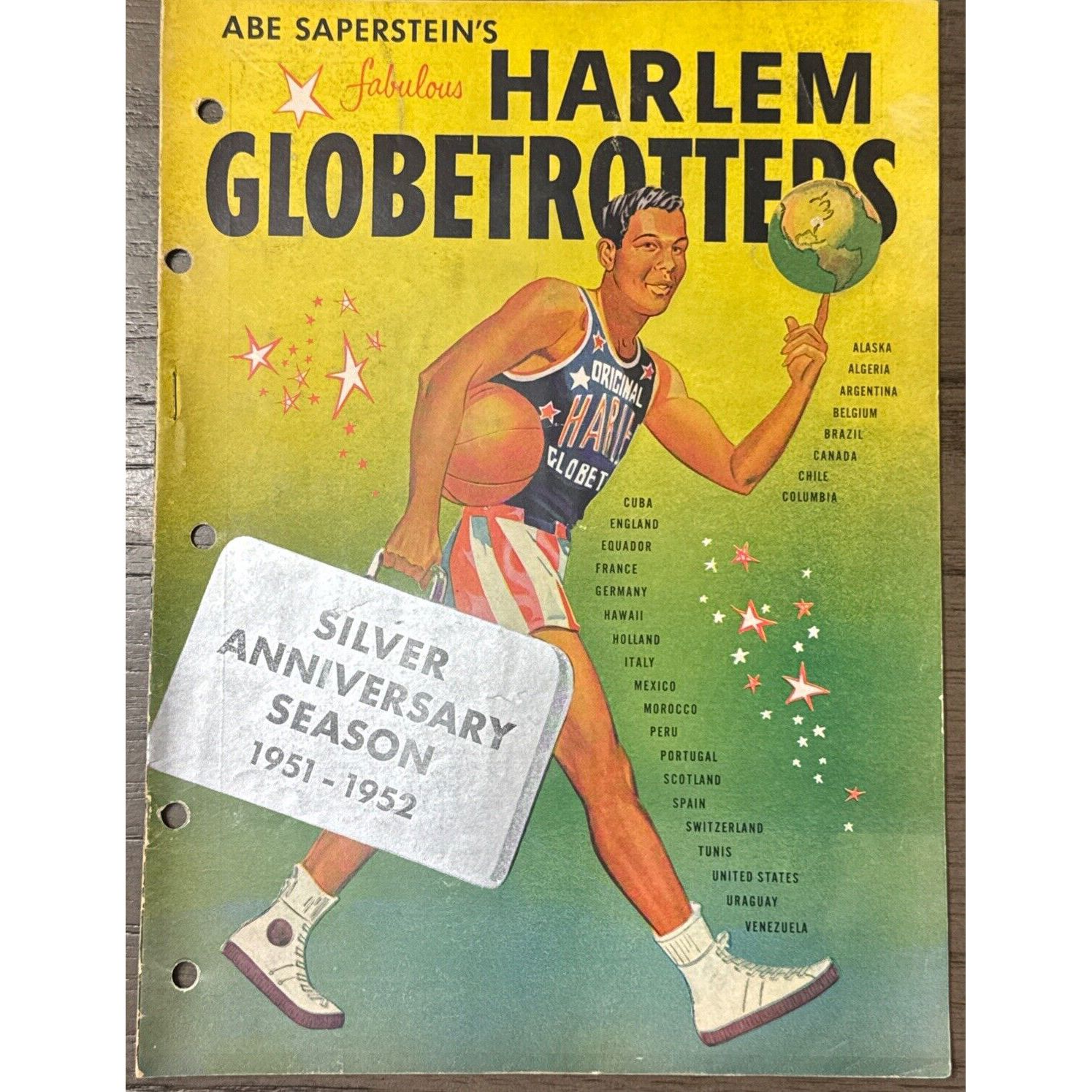 Rare 1951-52 Abe Saperstein's HARLEM GLOBETROTTERS Silver Anniversary Program EX