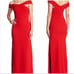 Likely Red Scarlet Off Shoulder Darrah Thigh High Double Slit Long Gown 0