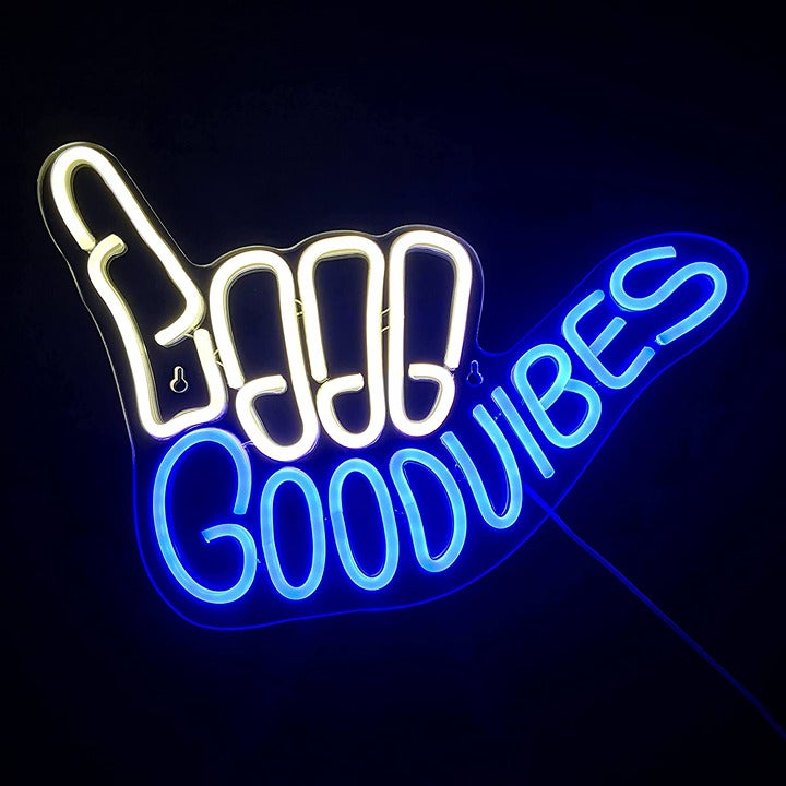 Good Vibes Neon Sign Light for Wall Décor Good Vibe Only Hand Neon Signs Bedroom