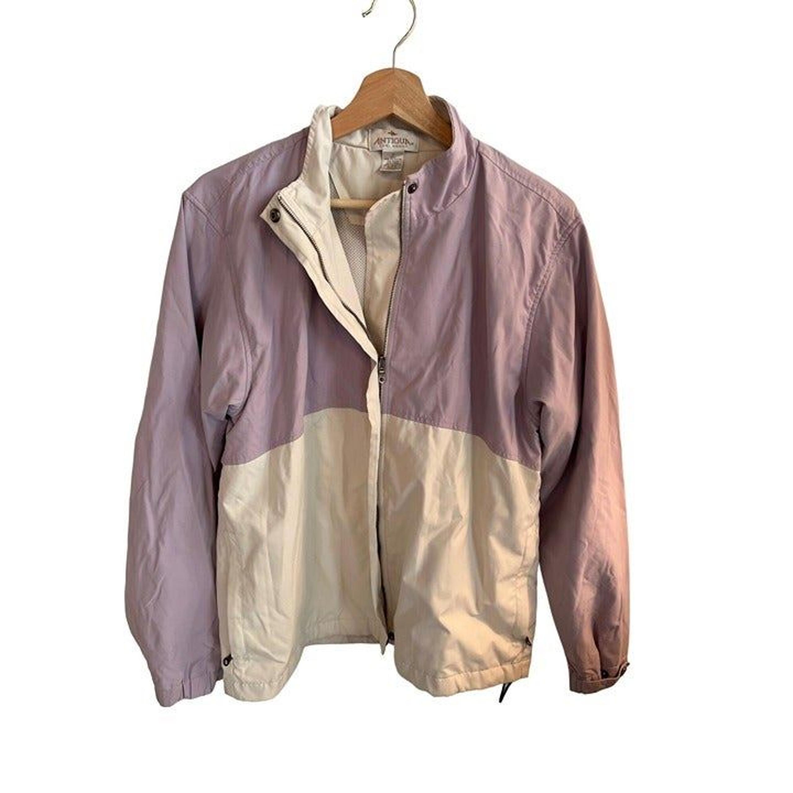 Antigua White Purple Jacket Windbreaker Athletic Golf Jacket Women's Size Small