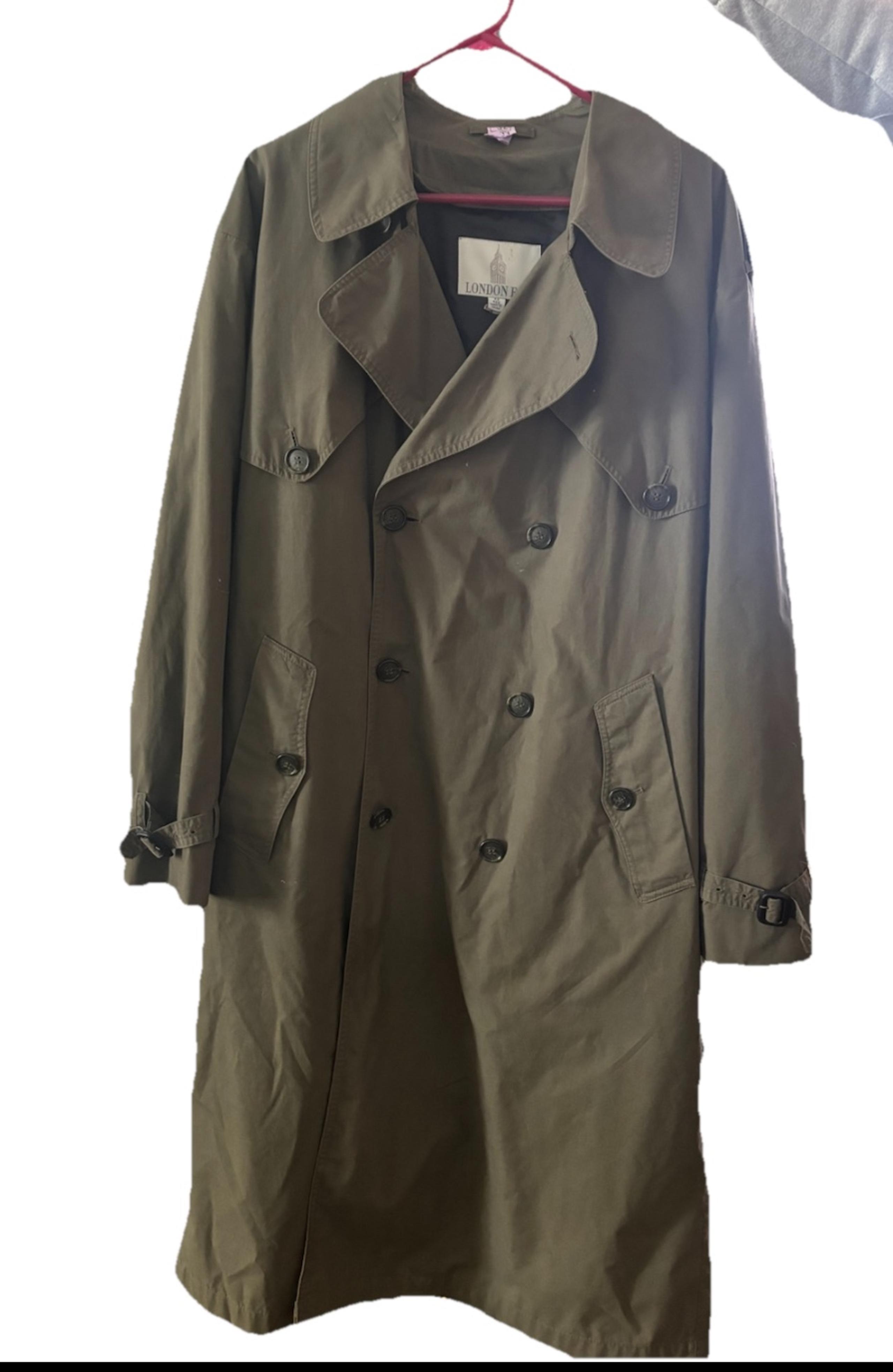 London Fog Overcoat Mens Size 42 Reg Green Thinsulate Lined Zip Out Removable