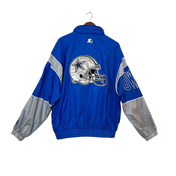 Vintage 90s Starter Dallas Cowboys Full Zip Nylon Windbreaker Hooded- Size L